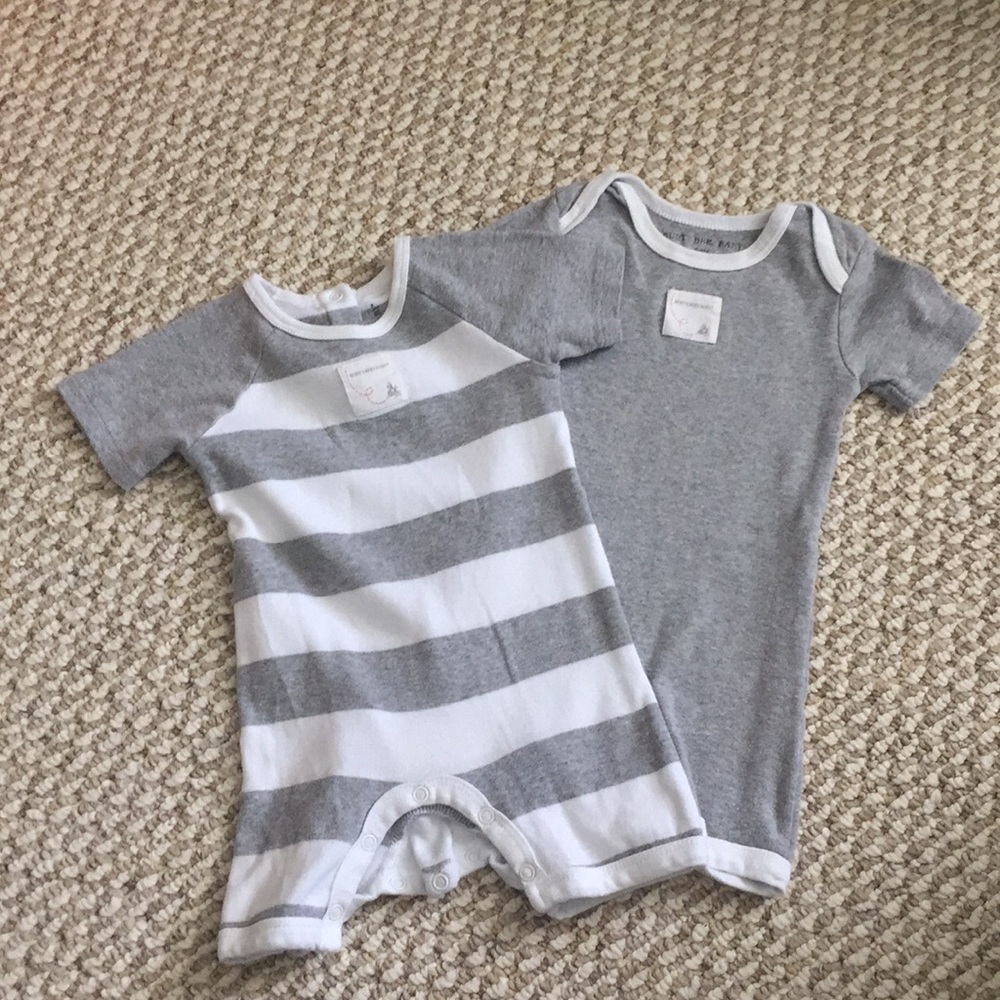Set of Burts Bees Baby short rompers
